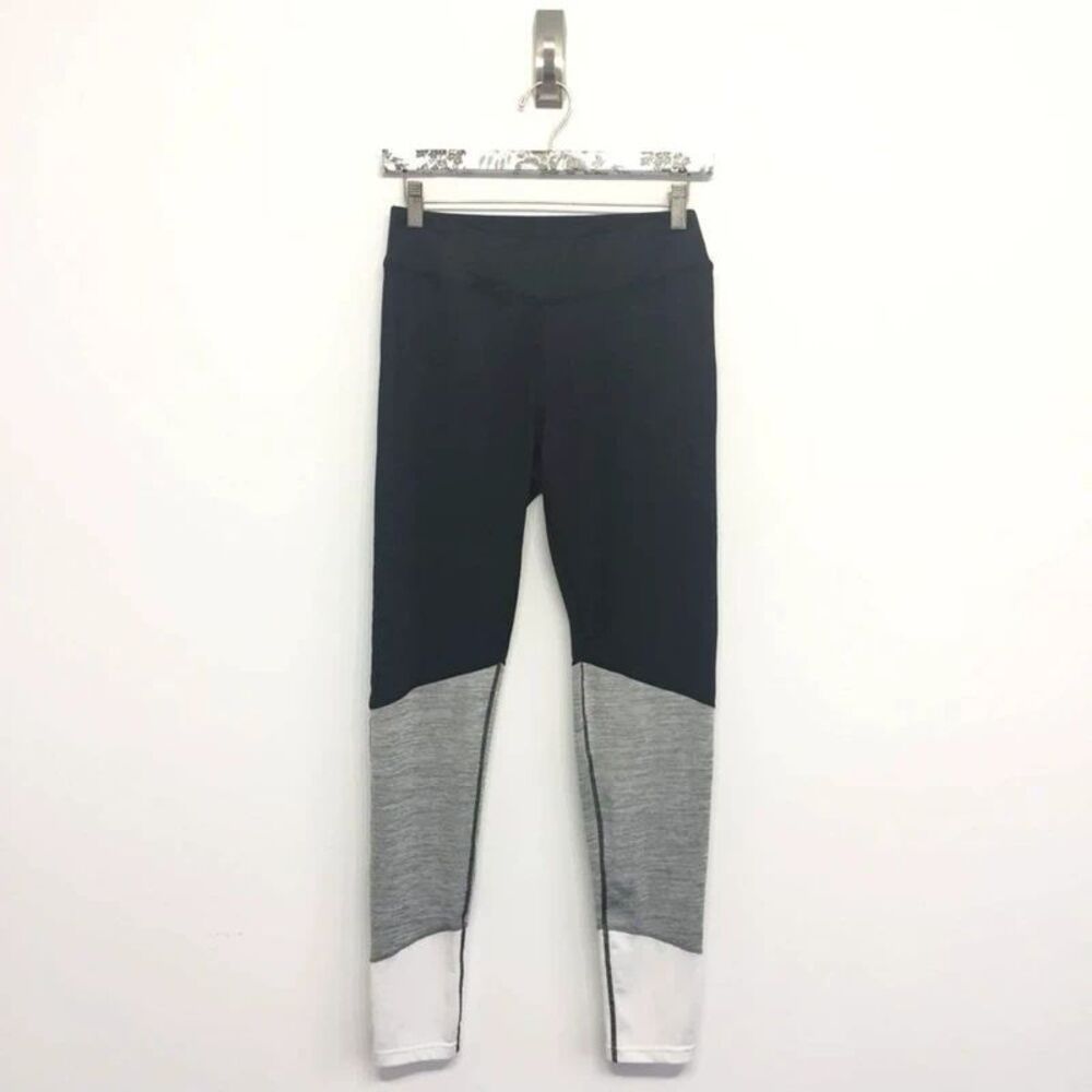 Zone Pro Medium Leggings Color Block Black White Athletic Workout Womens